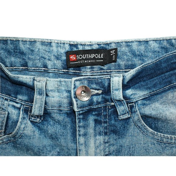 Boy's Southpole Acid Wash Distressed Stretchy Moto Fashion Jeans 7 Pockets Sz 14 - Picture 11 of 11